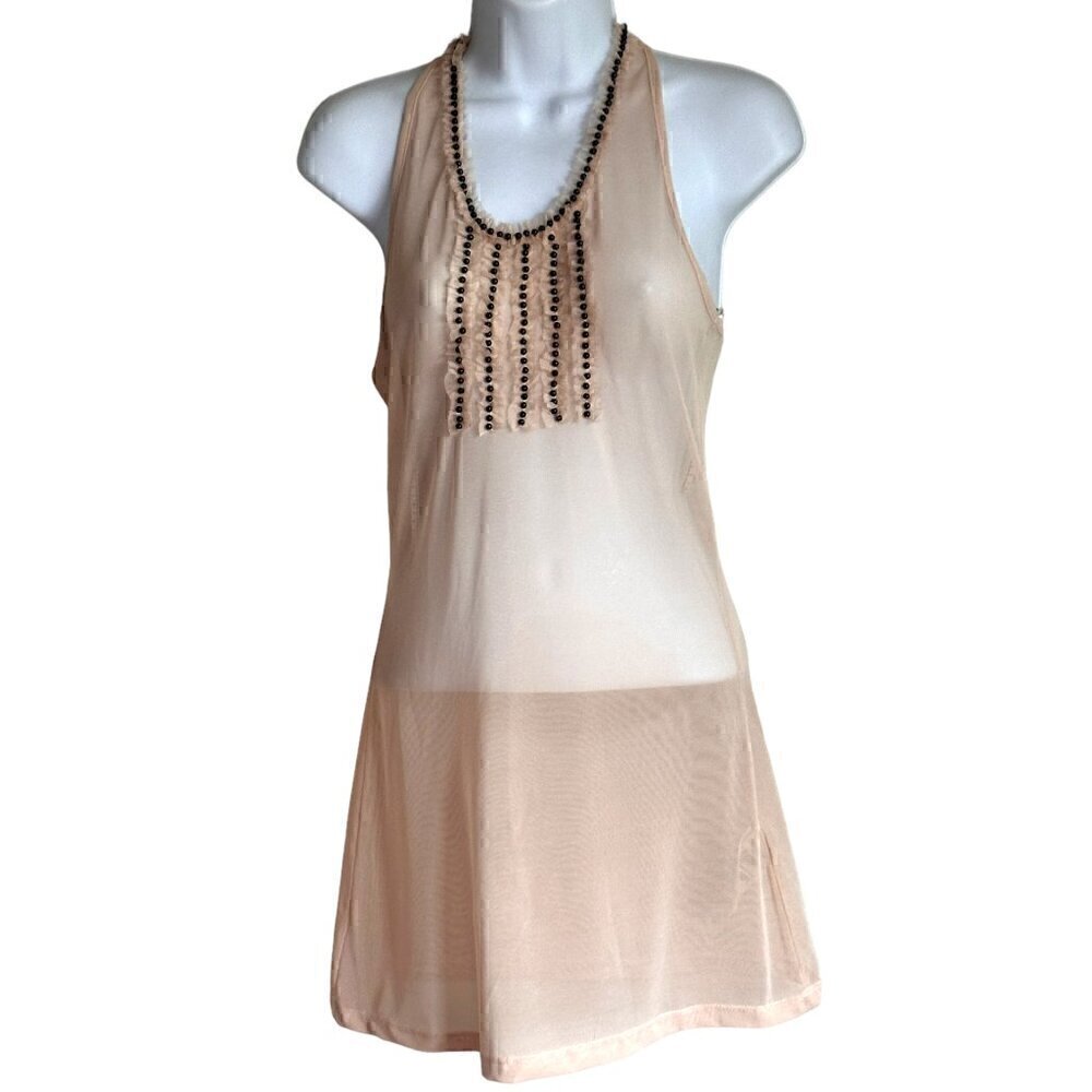 EUC Twelve by Twelve Los Angeles Long, Sheer, Fairycore Beaded Tank - Size Small